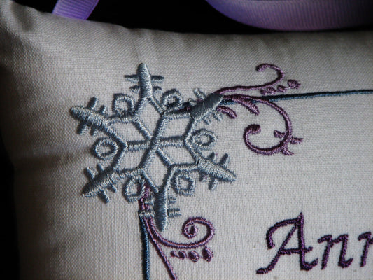 Snowflake Music Box Pillow -- Personalized Embroidered MUSICAL Keepsake