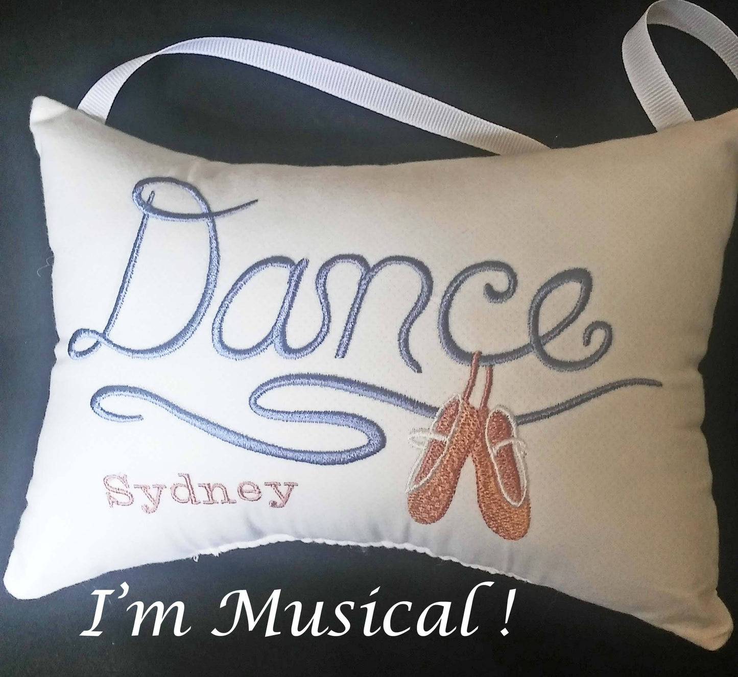 Custom Designed Music Box Pillow -- Embroidered Musical Keepsake -- Baby, Wedding, Holiday, Birthday, Faith, Friendship, Your Choice