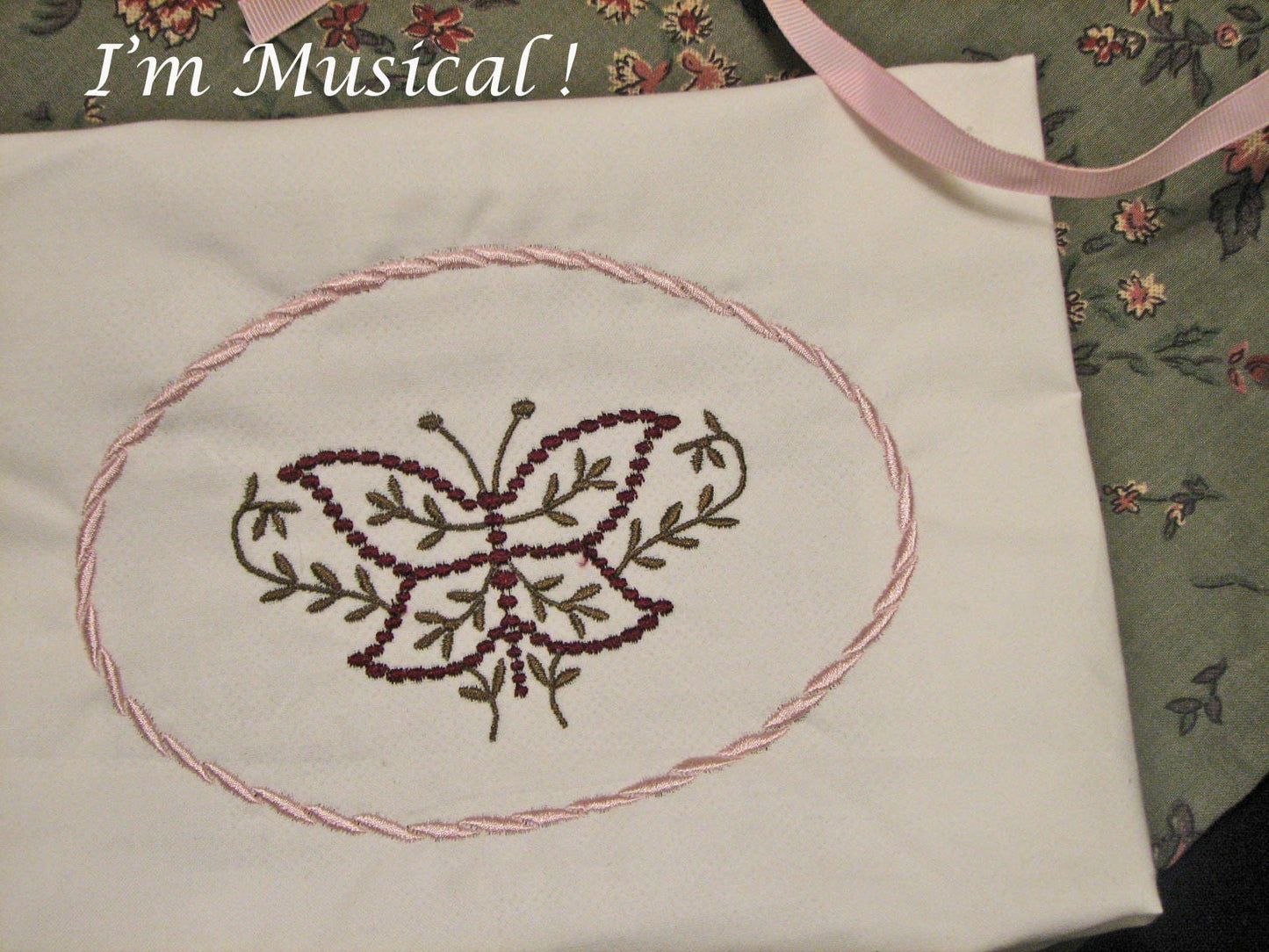 Custom Designed Music Box Pillow -- Embroidered Musical Keepsake -- Baby, Wedding, Holiday, Birthday, Faith, Friendship, Your Choice