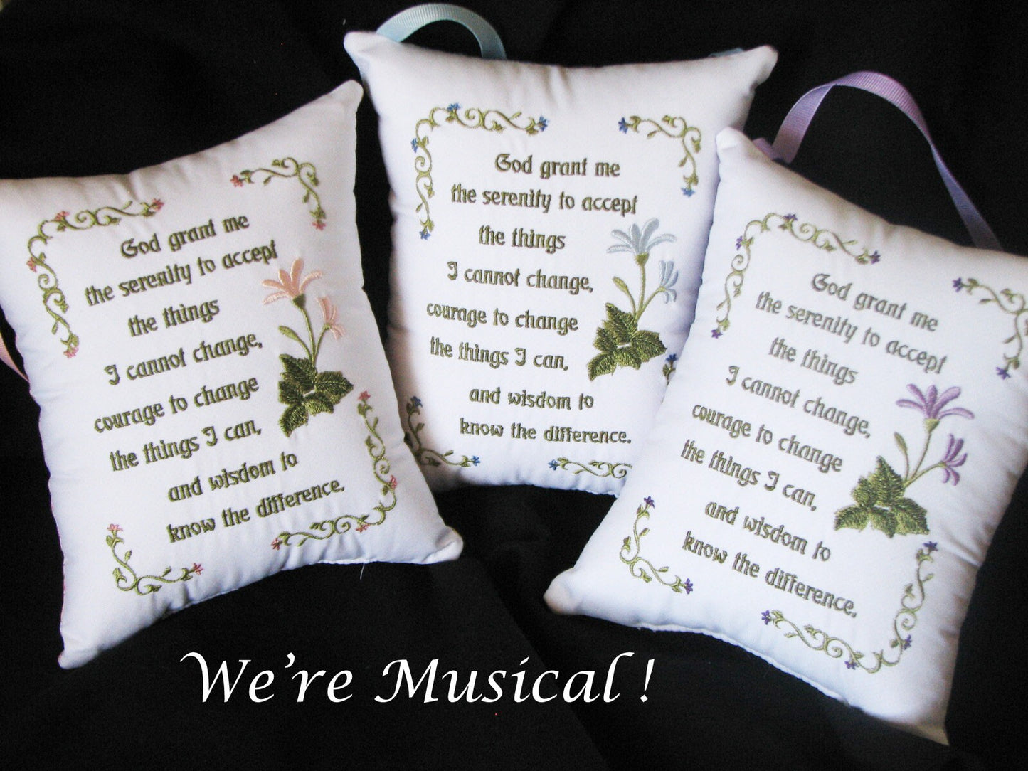 Serenity Prayer Music Box Pillow -- Personalized Embroidered MUSICAL Keepsake