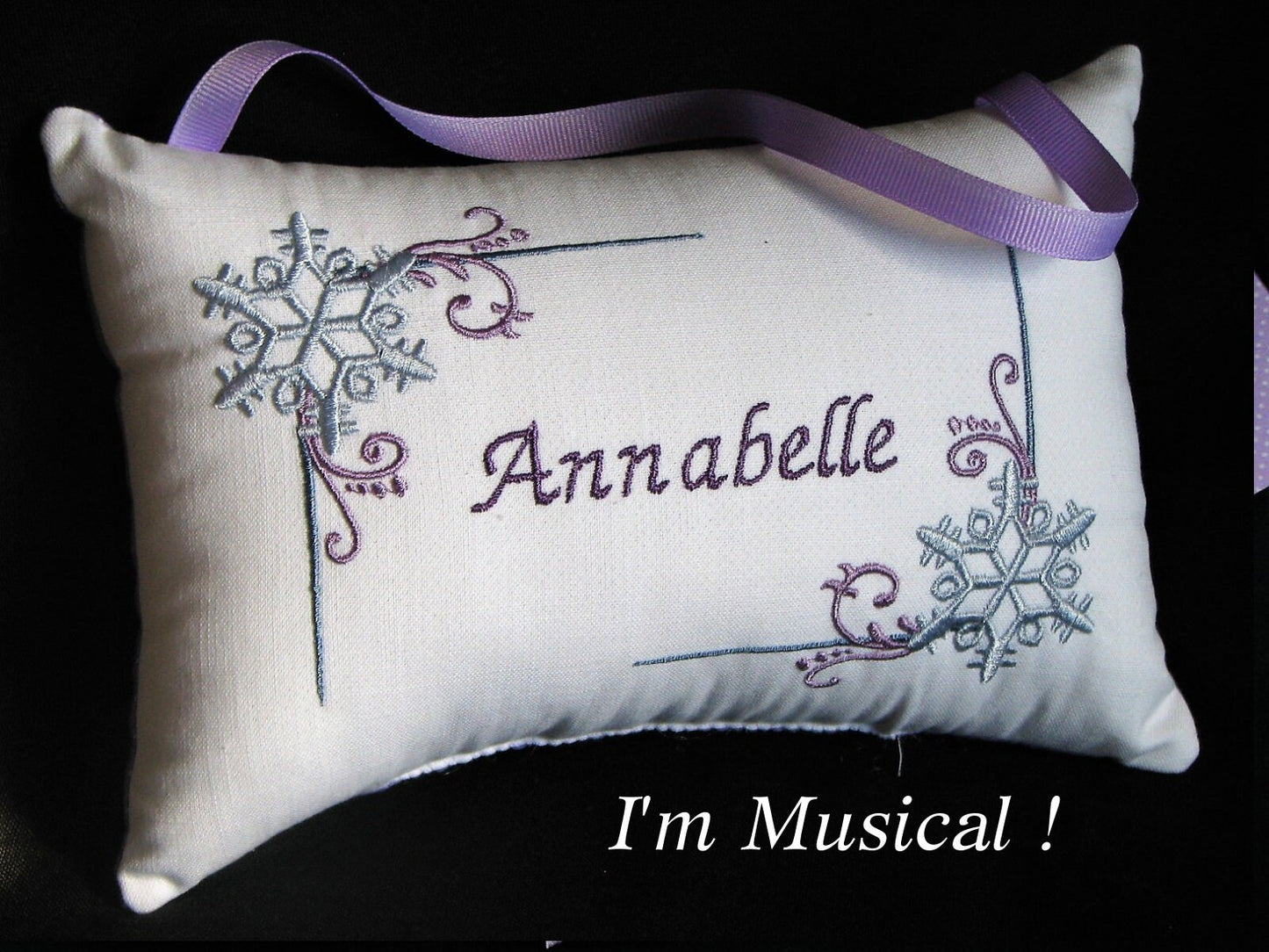 Snowflake Music Box Pillow -- Personalized Embroidered MUSICAL Keepsake