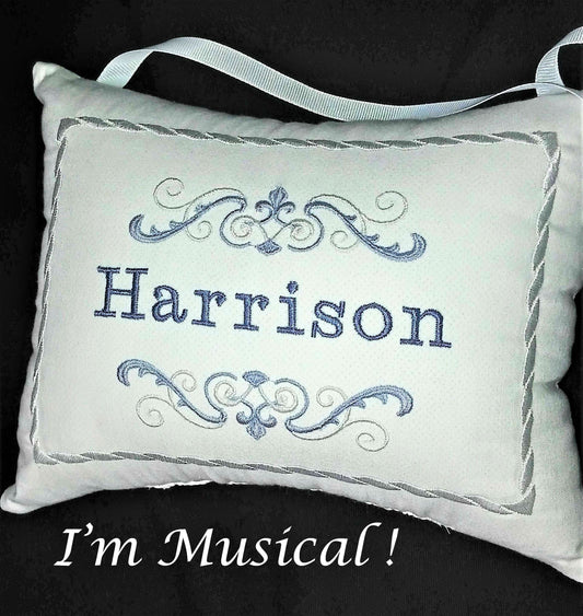 Royal Baby Music Box Pillow -- Personalized Embroidered MUSICAL Keepsake