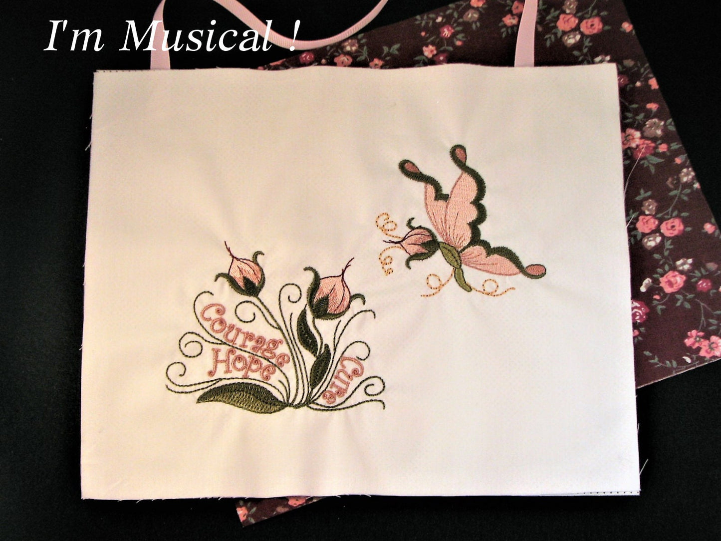 Courage Hope Cure Butterfly Music Box Pillow -- Personalized Embroidered MUSICAL Keepsake