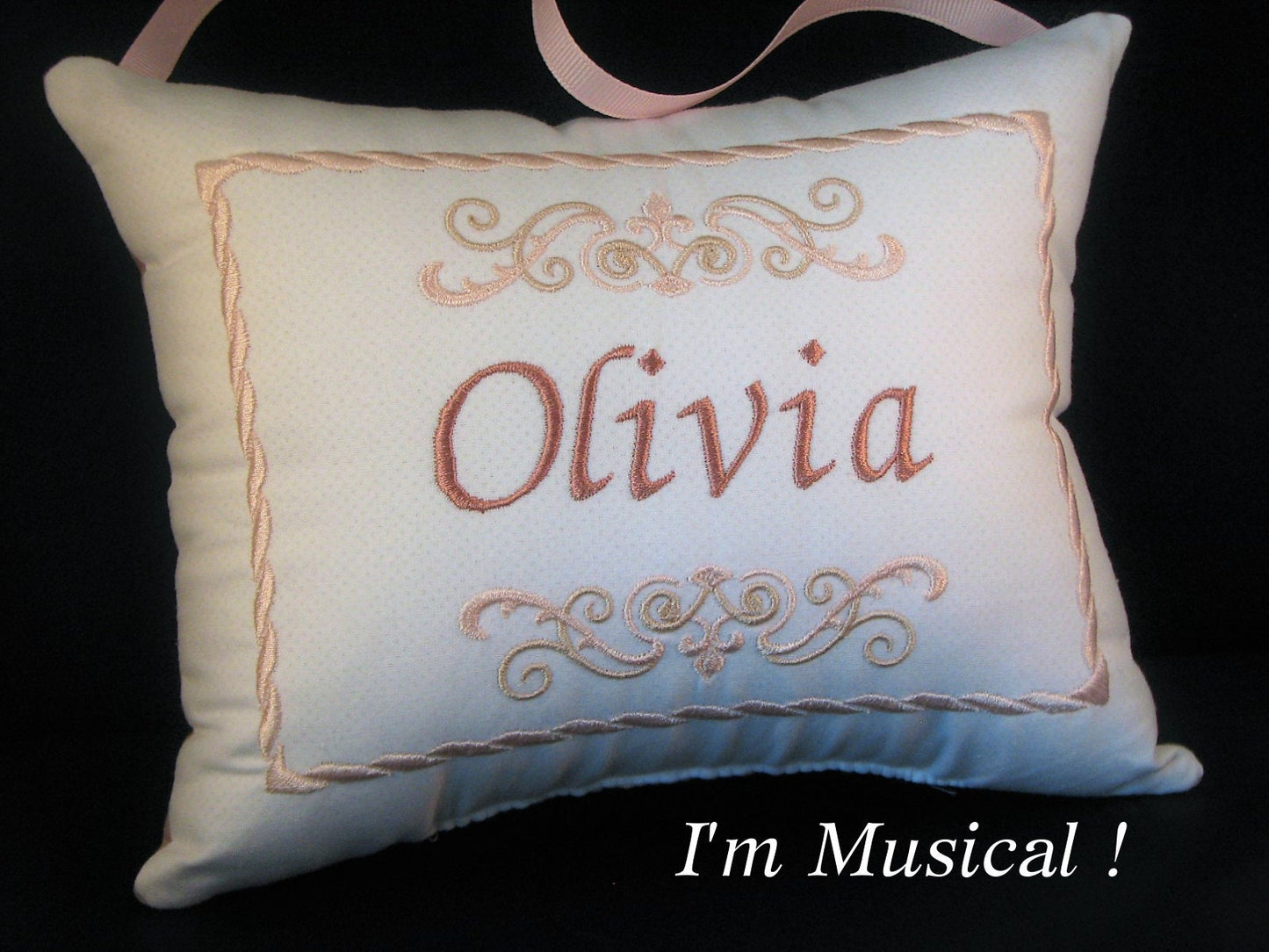 Royal Baby Music Box Pillow -- Personalized Embroidered MUSICAL Keepsake