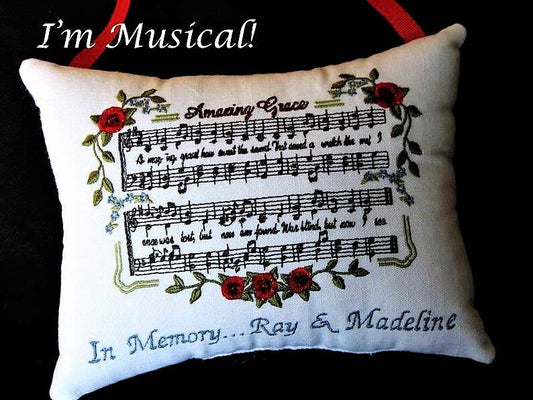 Amazing Grace Hymn Music Box Pillow -- Personalized Embroidered MUSICAL Keepsake