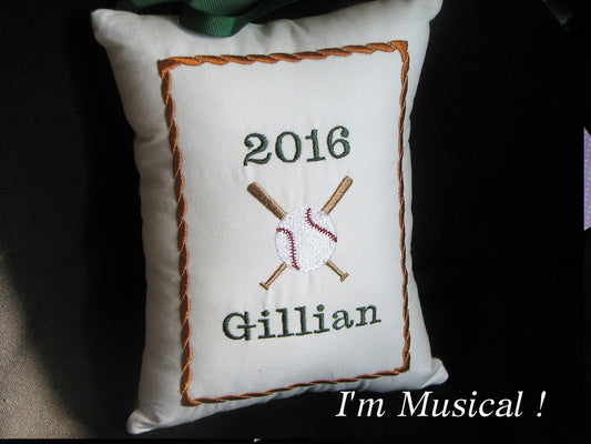 Softball Team/Player Music Box Pillow -- Personalized Embroidered MUSICAL Keepsake