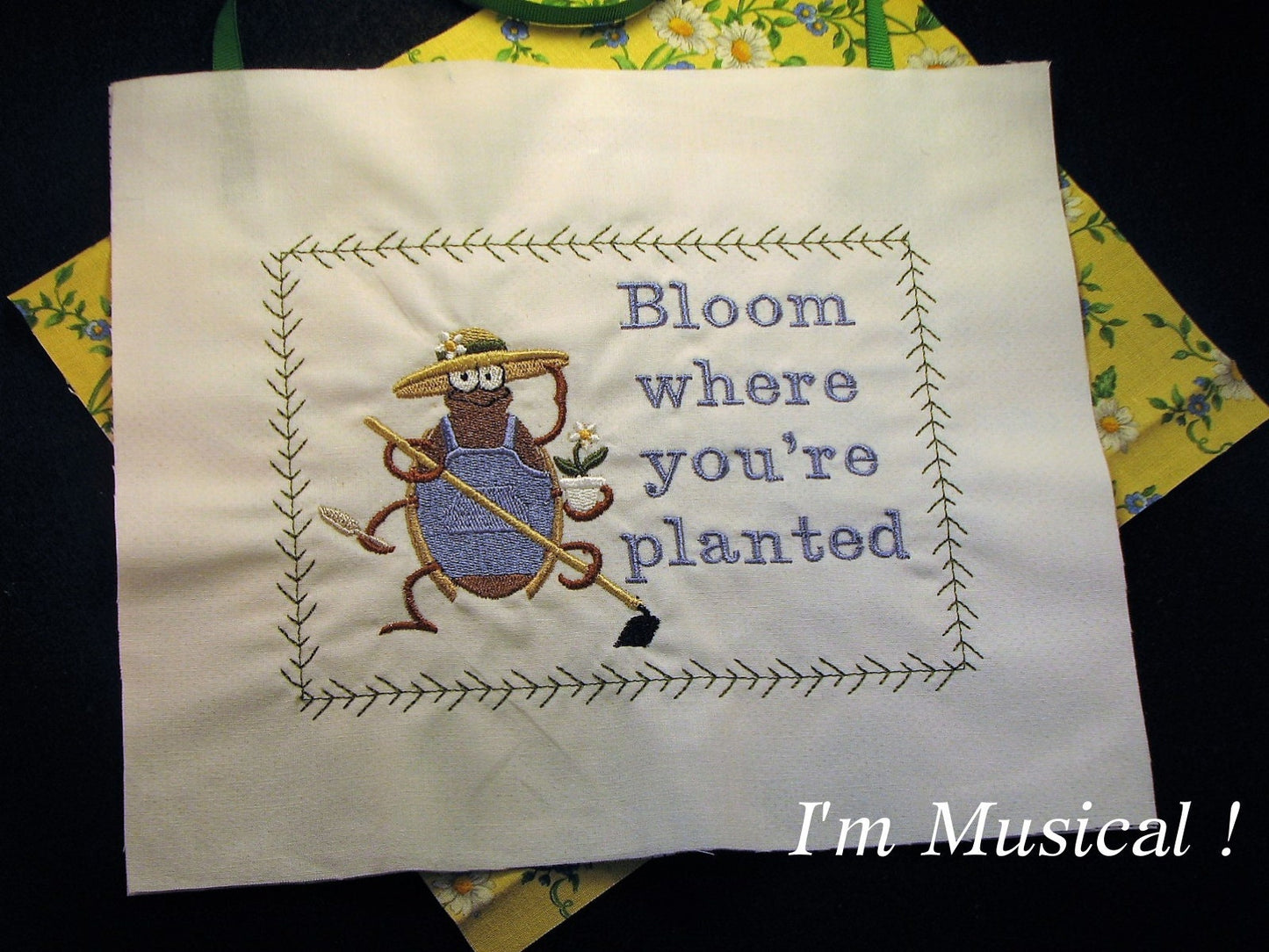 Garden Bug Music Box Pillow -- Personalized Embroidered MUSICAL Keepsake