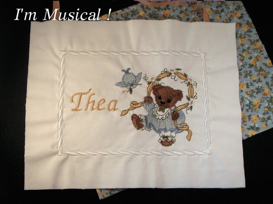 Jump Rope Teddy Bear Music Box Pillow -- Personalized Embroidered MUSICAL Keepsake