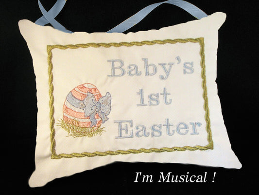 Easter Egg Music Box Pillow -- Personalized Embroidered MUSICAL Baby Keepsake