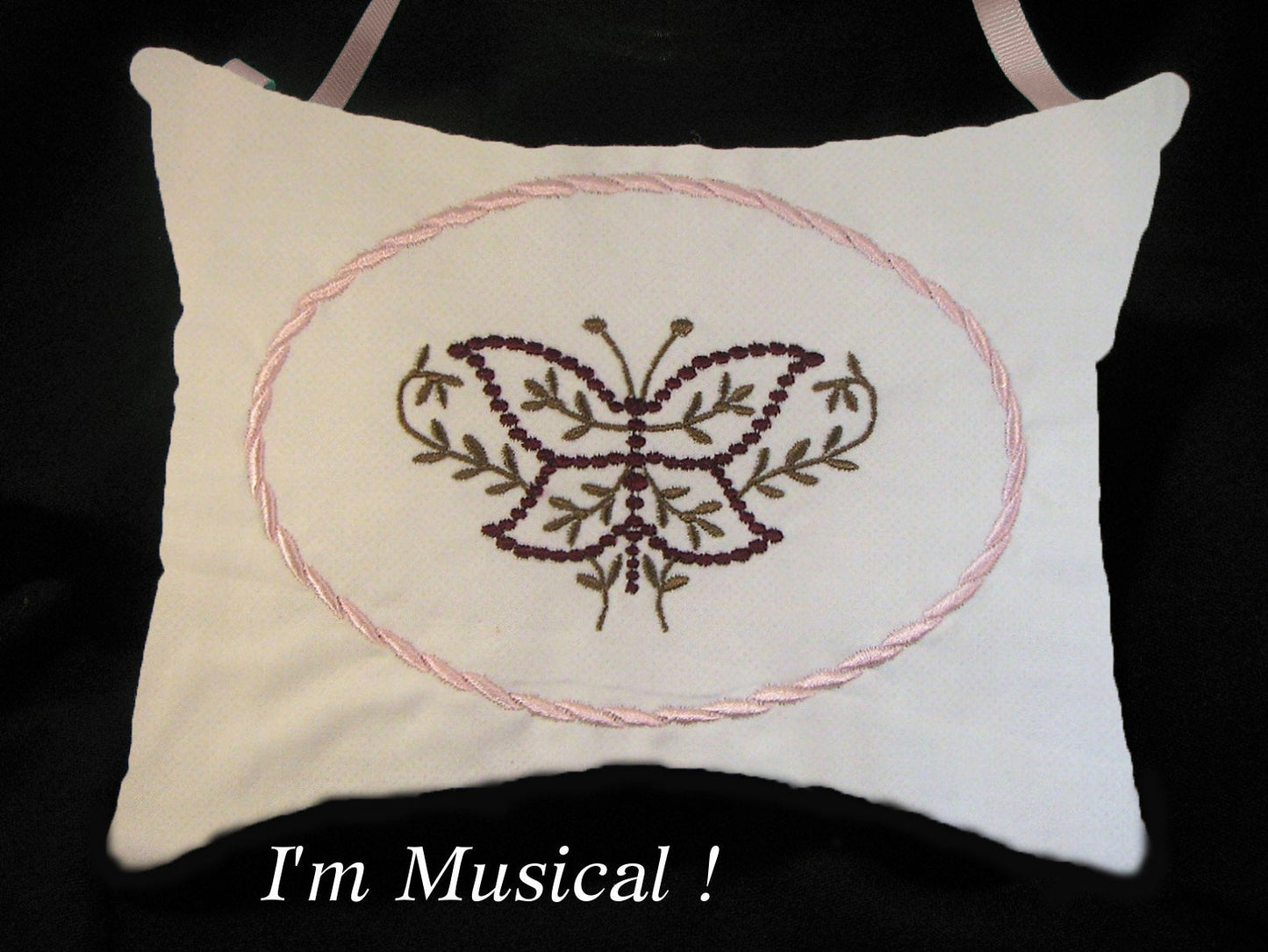 Candlewick Butterfly Music Box Pillow -- Personalized Embroidered MUSICAL Keepsake