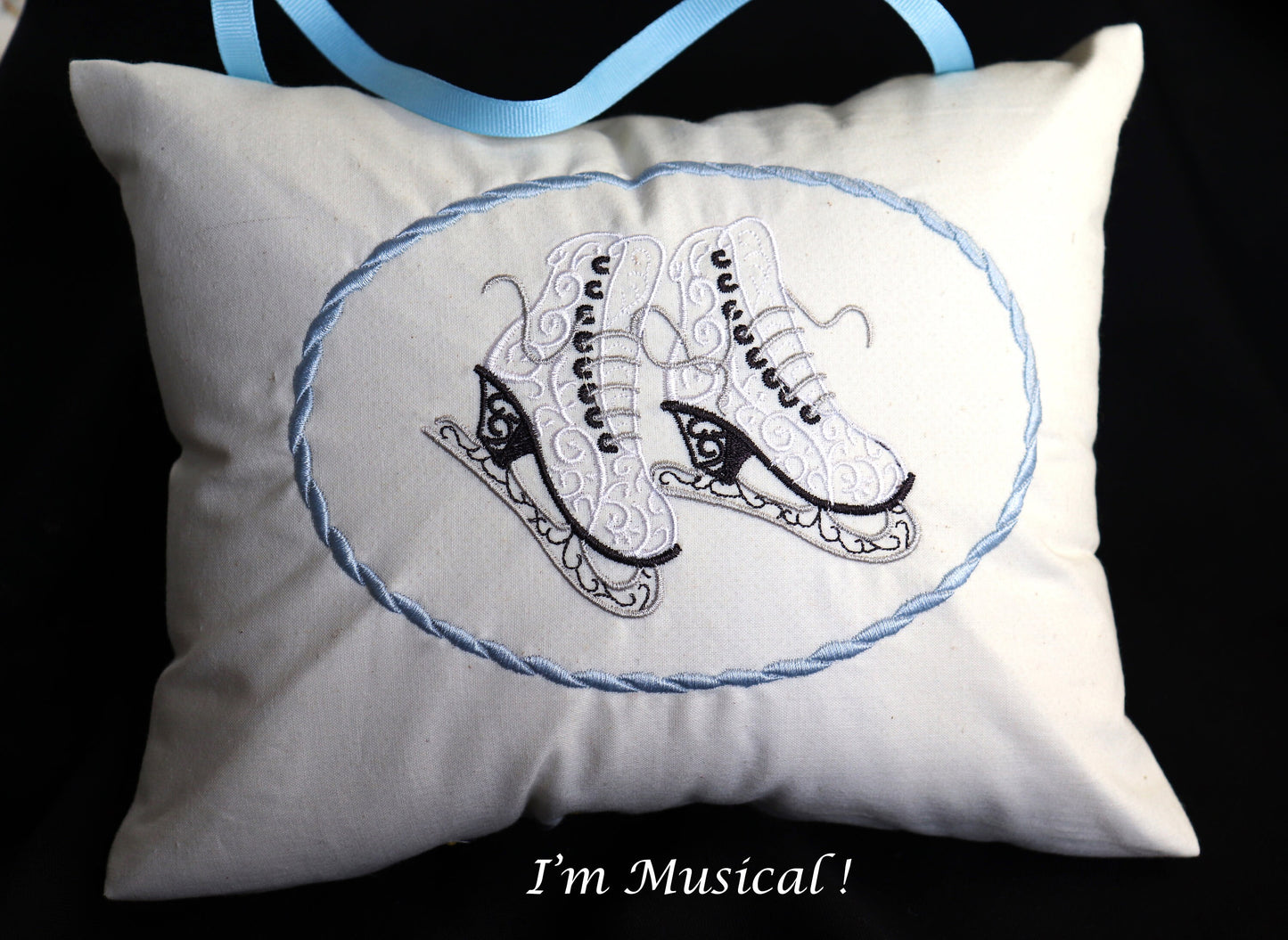 Ice Skating Music Box Pillow -- Personalized Embroidered MUSICAL Keepsake -- Skater